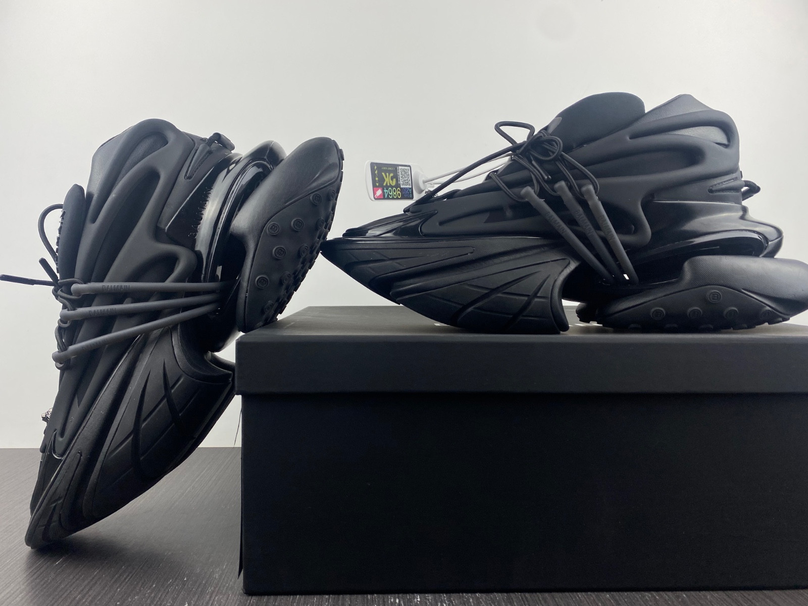 BALMAIN NEOPRENE AND LEATHER UNICORN LOW-TOP SNEAKERS