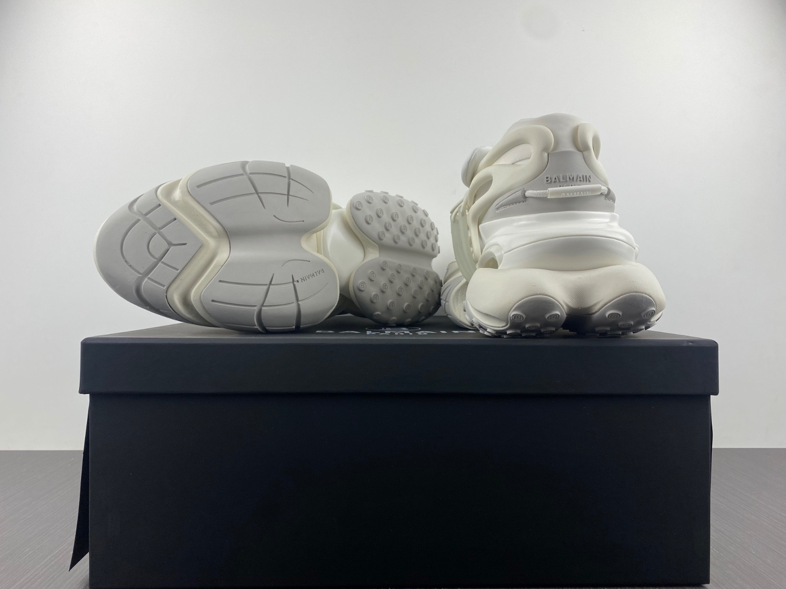 BALMAIN NEOPRENE AND LEATHER UNICORN LOW-TOP SNEAKERS