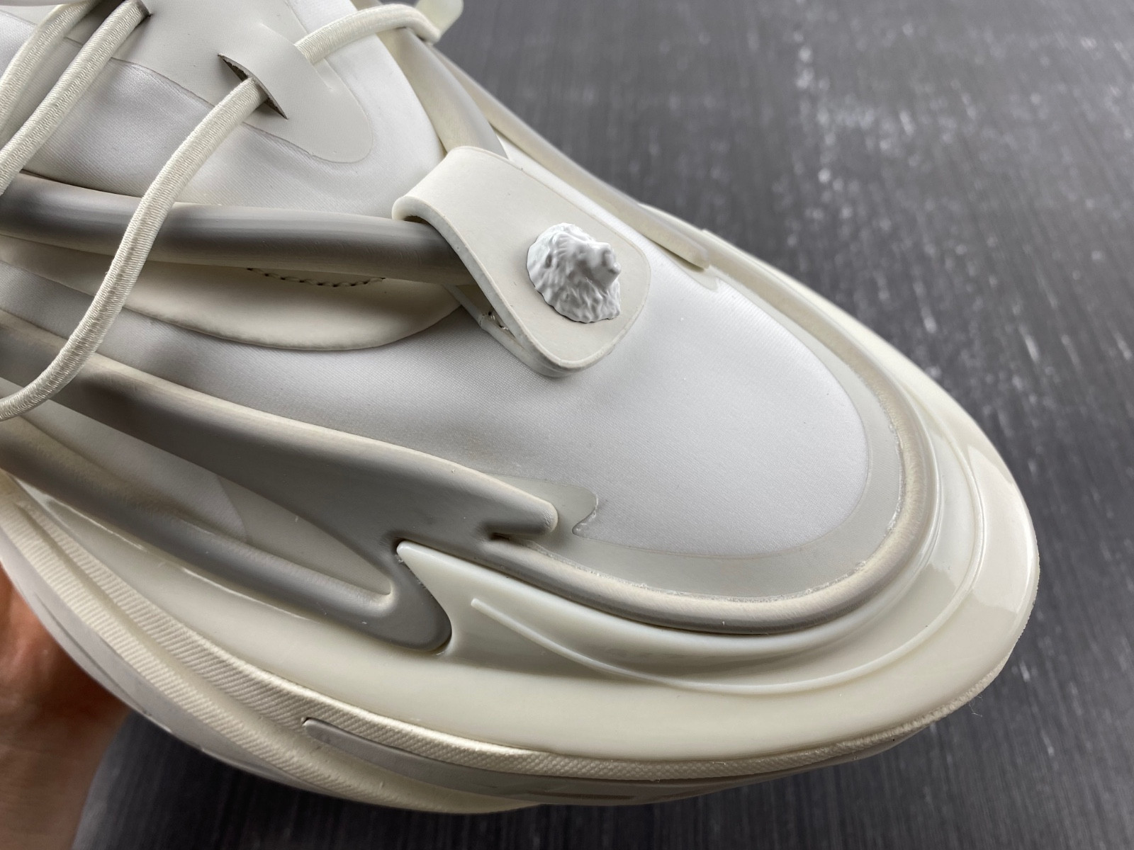 BALMAIN NEOPRENE AND LEATHER UNICORN LOW-TOP SNEAKERS