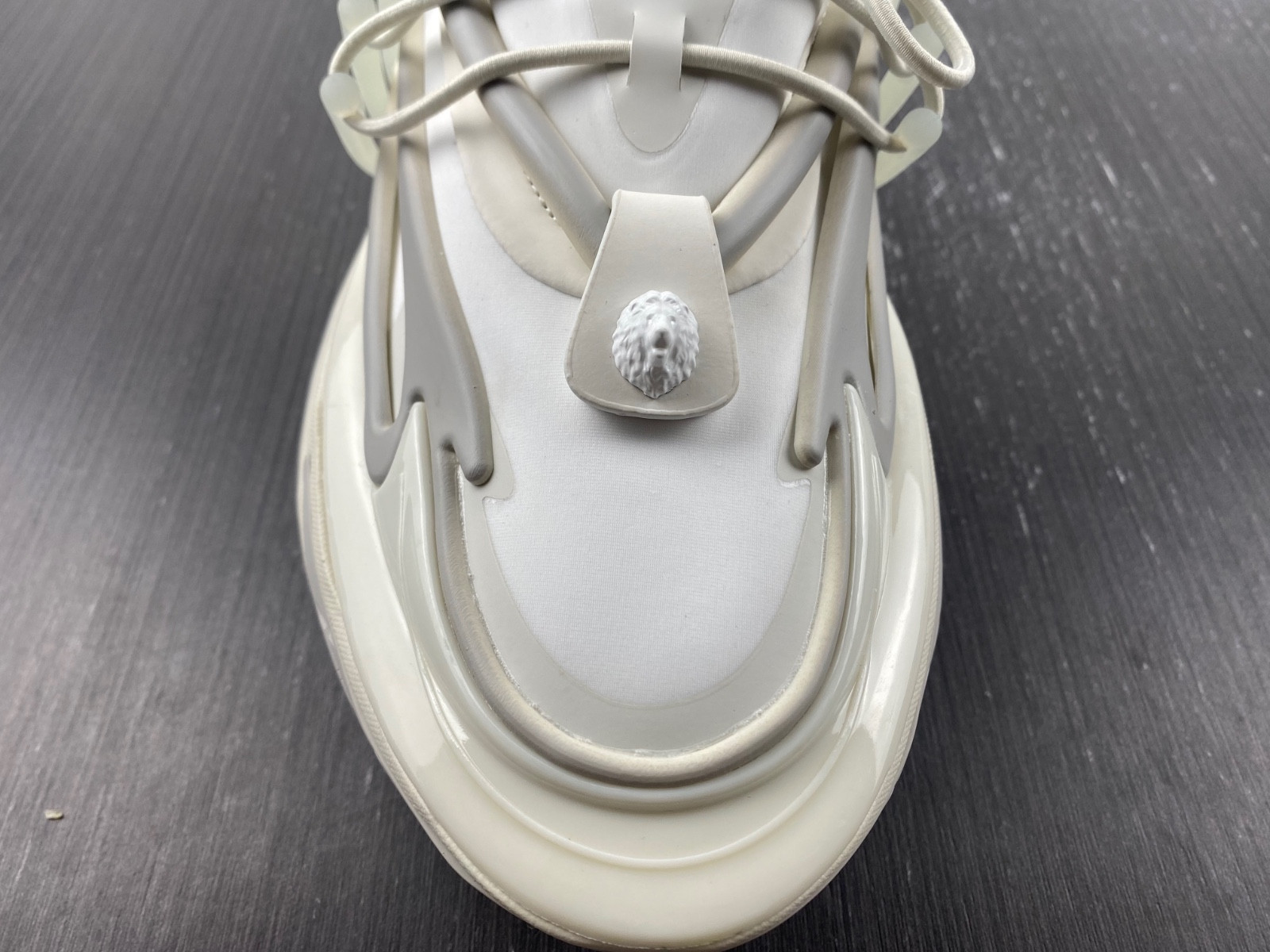 BALMAIN NEOPRENE AND LEATHER UNICORN LOW-TOP SNEAKERS