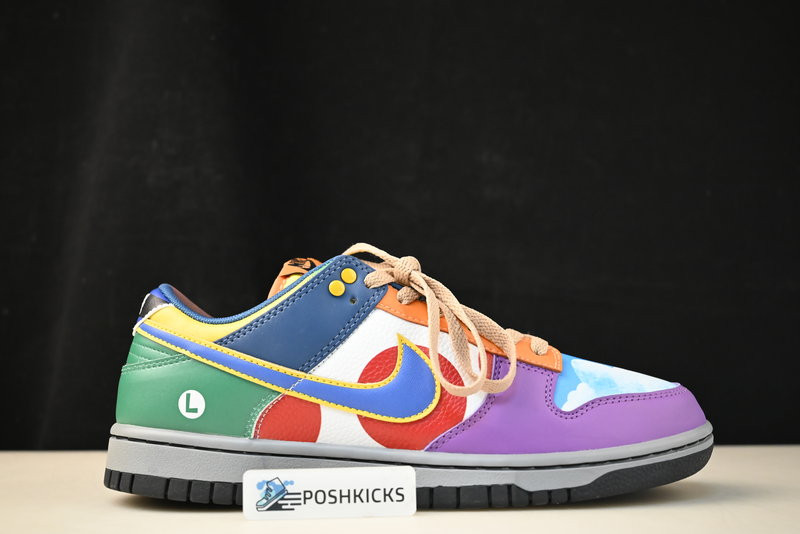 nike dunk low "what the S*per mario" custom dh0952 100