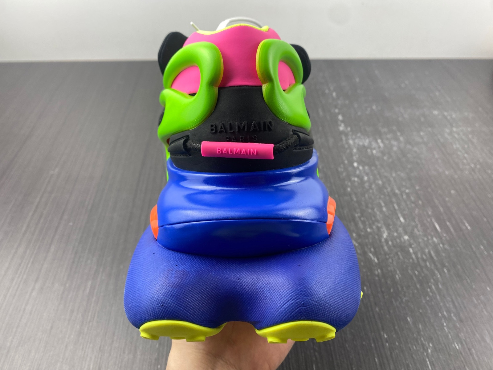 BALMAIN NEOPRENE AND LEATHER UNICORN LOW-TOP SNEAKERS