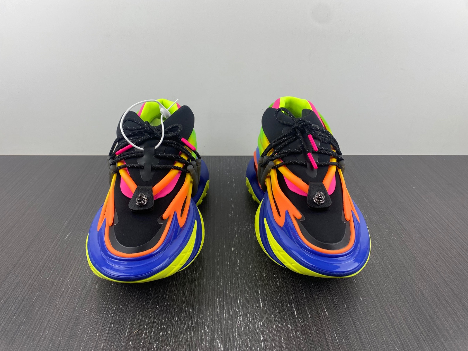 BALMAIN NEOPRENE AND LEATHER UNICORN LOW-TOP SNEAKERS