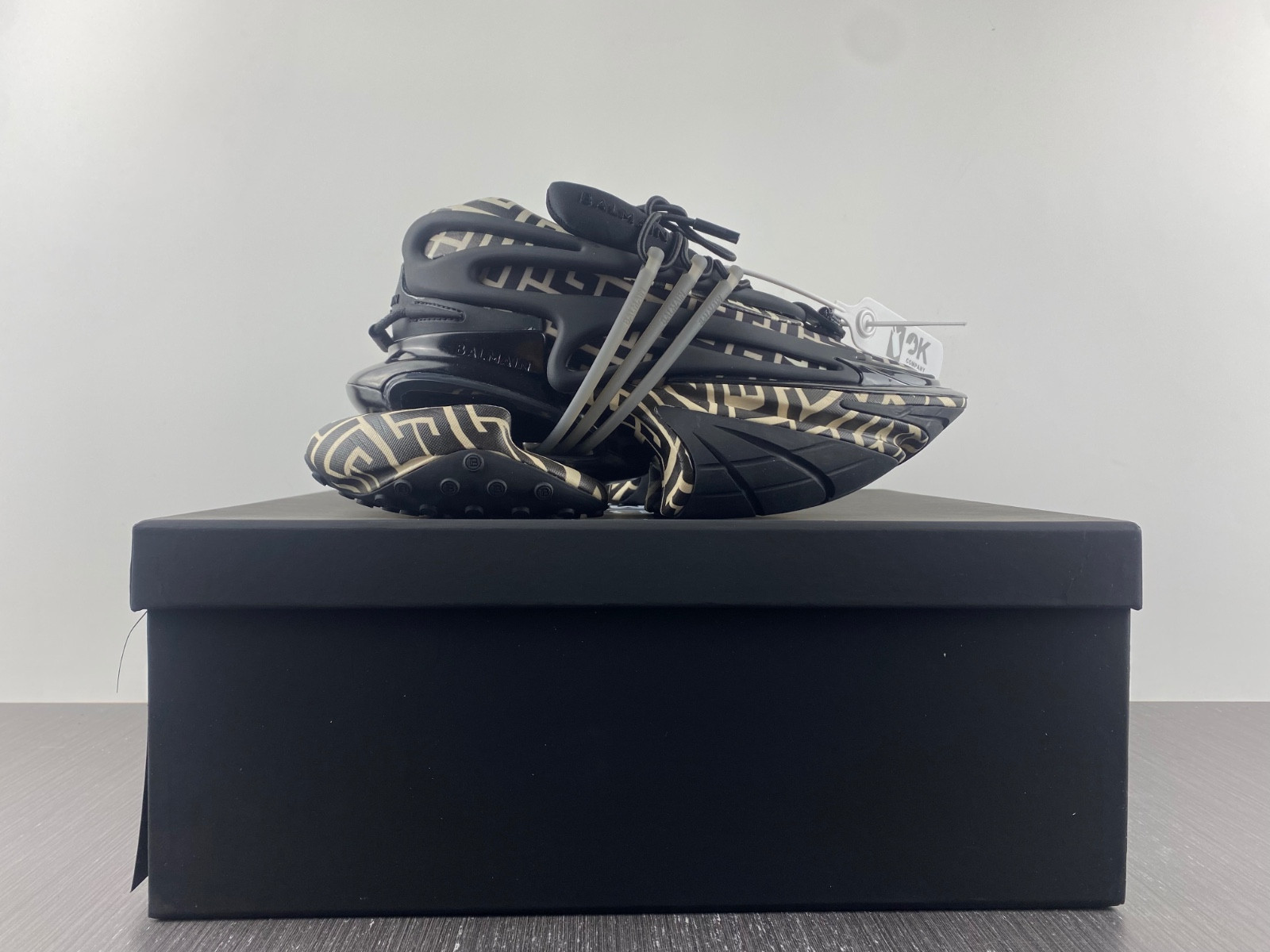 BALMAIN NEOPRENE AND LEATHER UNICORN LOW-TOP SNEAKERS