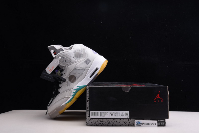 OW Air Jordan 5 Green Purple CT8480-105