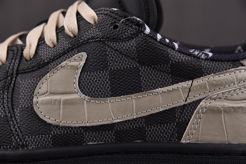 LV x Air Jordan 1 x TS Checked Black Trainers DZ2505-001