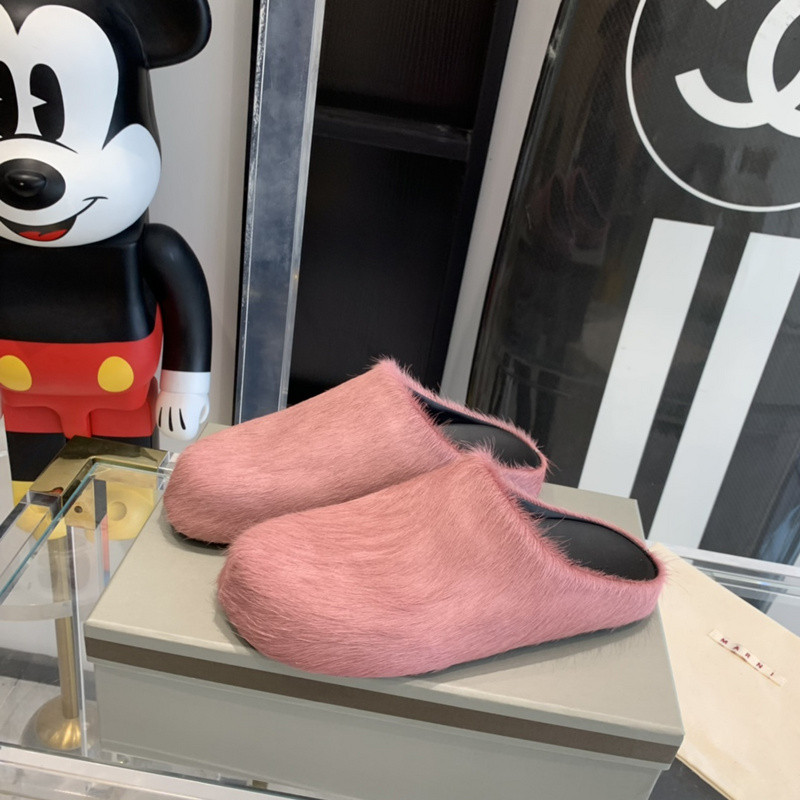 MARNI Bright pink Fussbett Sabot Loafers