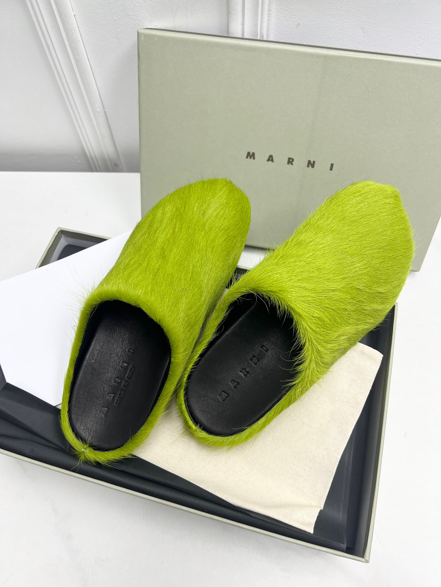 MARNI GREEN FUSSBETT SABOT LOAFERS