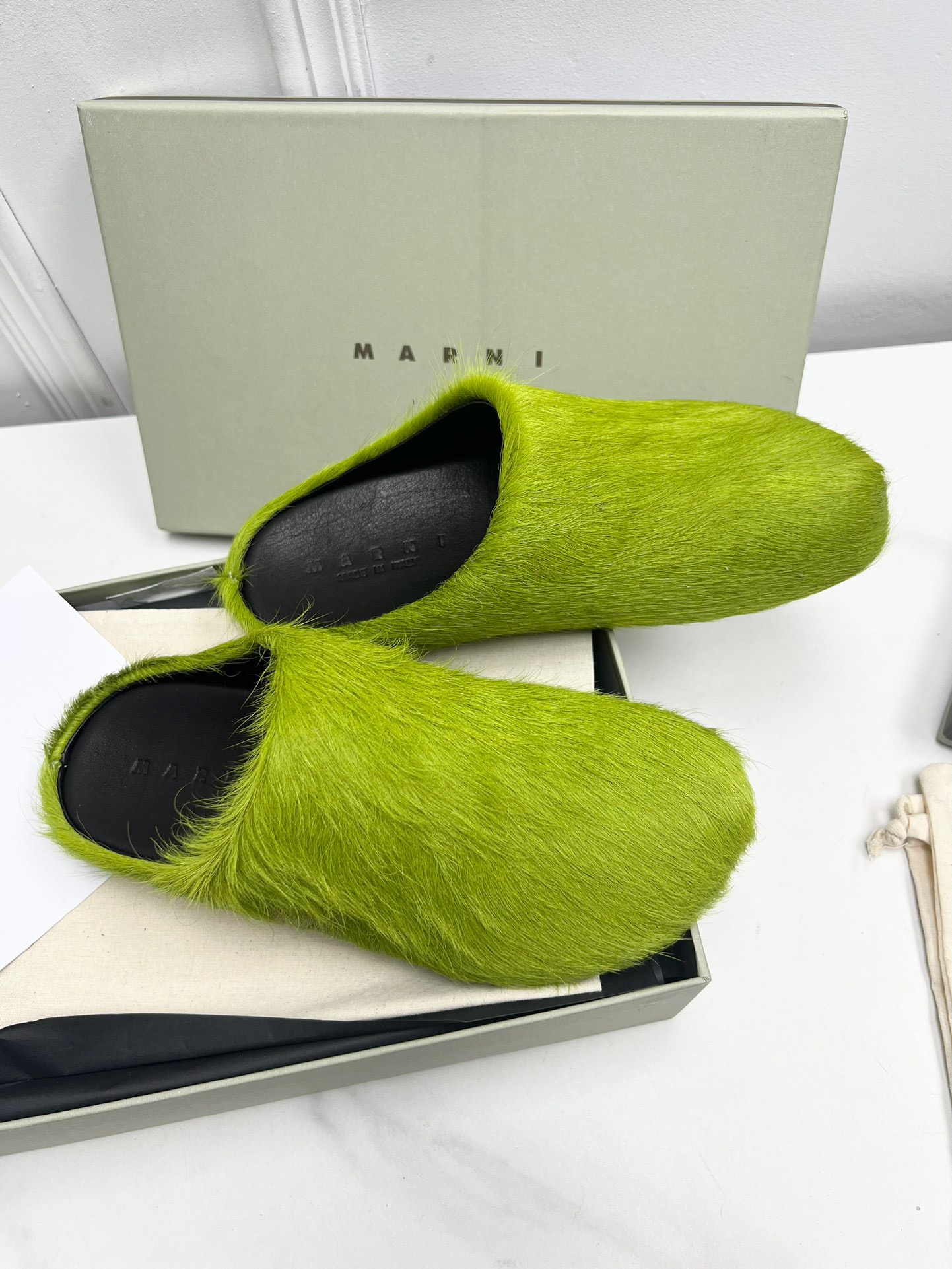 MARNI GREEN FUSSBETT SABOT LOAFERS