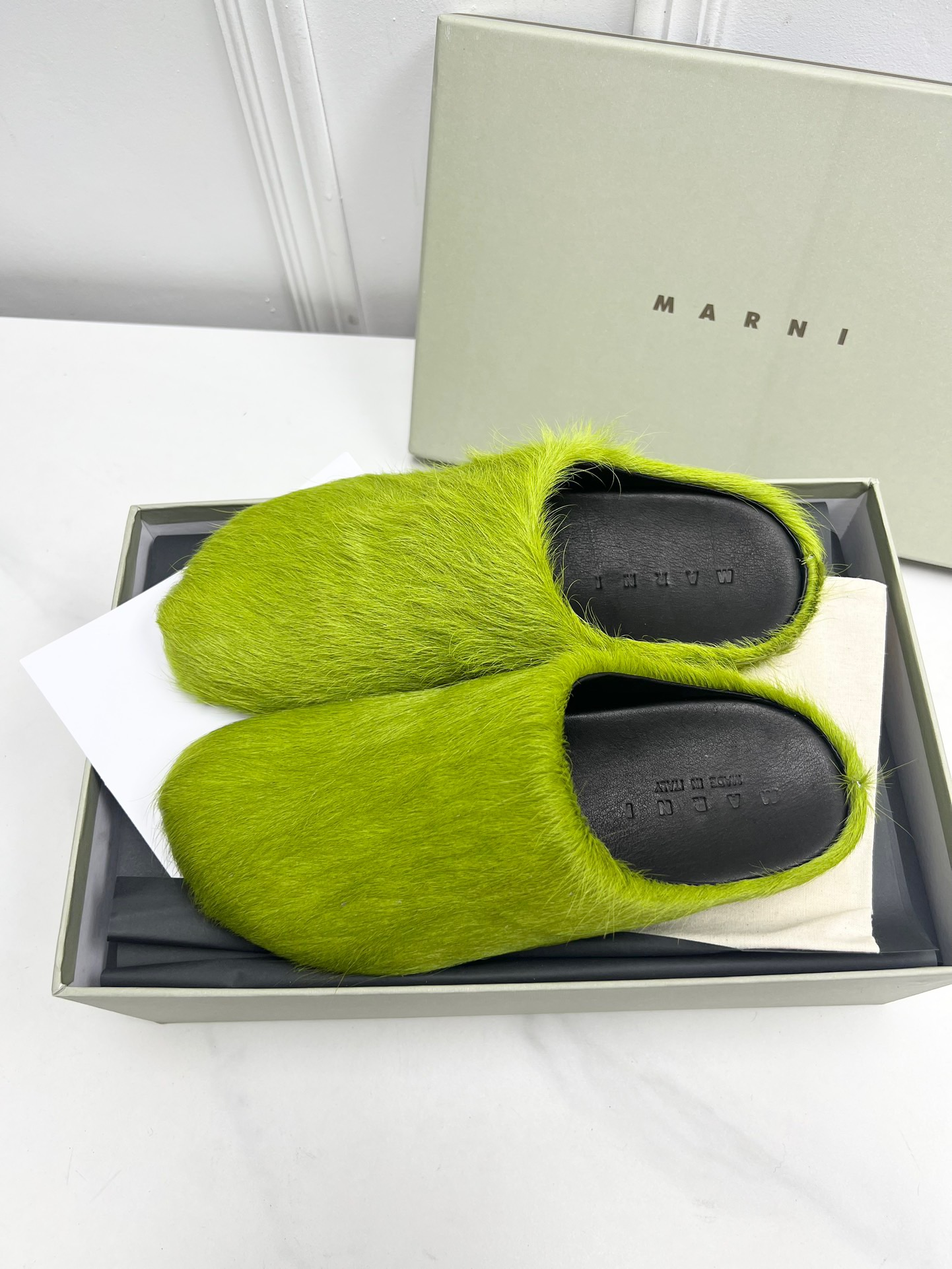 MARNI GREEN FUSSBETT SABOT LOAFERS