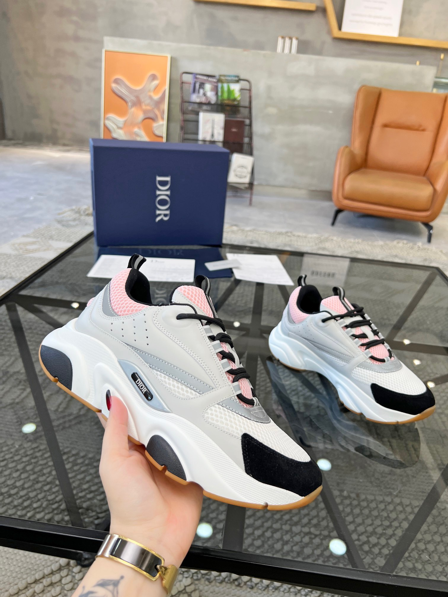 HOMME B22 TRAINER SNEAKER （Di0r B22 Pale Pink Grey）