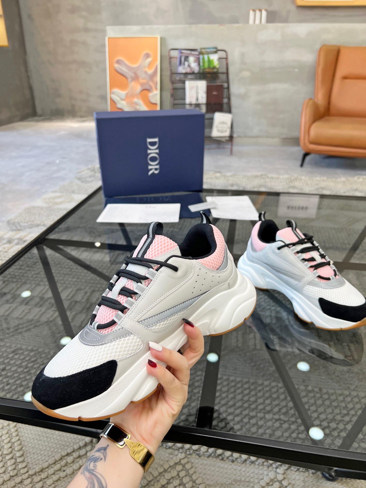 HOMME B22 TRAINER SNEAKER （Di0r B22 Pale Pink Grey）