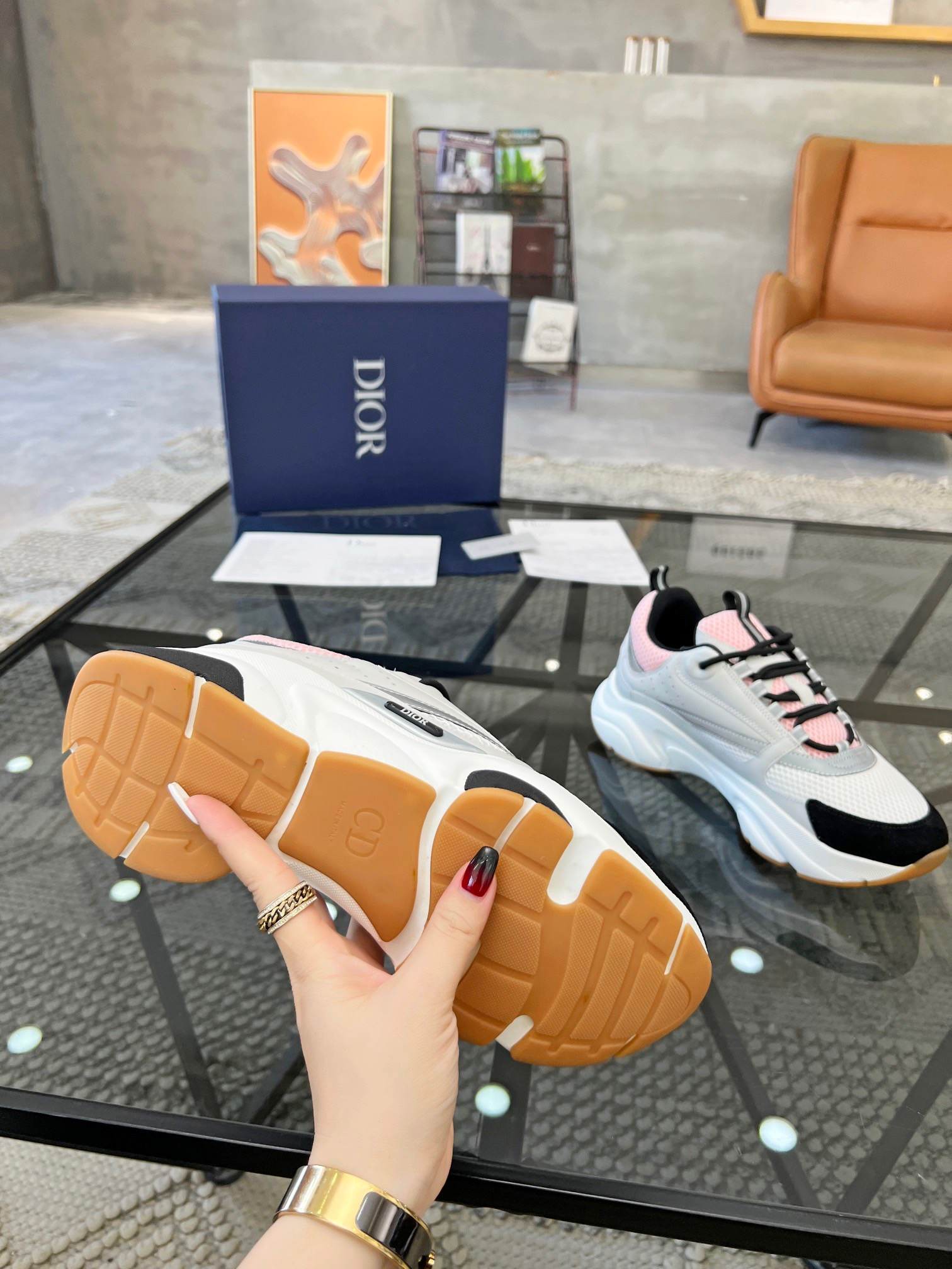 HOMME B22 TRAINER SNEAKER （Di0r B22 Pale Pink Grey）