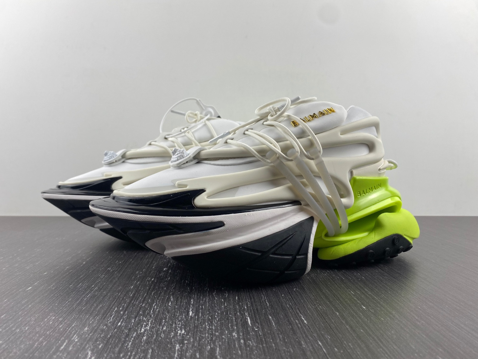 BALMAIN NEOPRENE AND LEATHER UNICORN LOW-TOP SNEAKERS