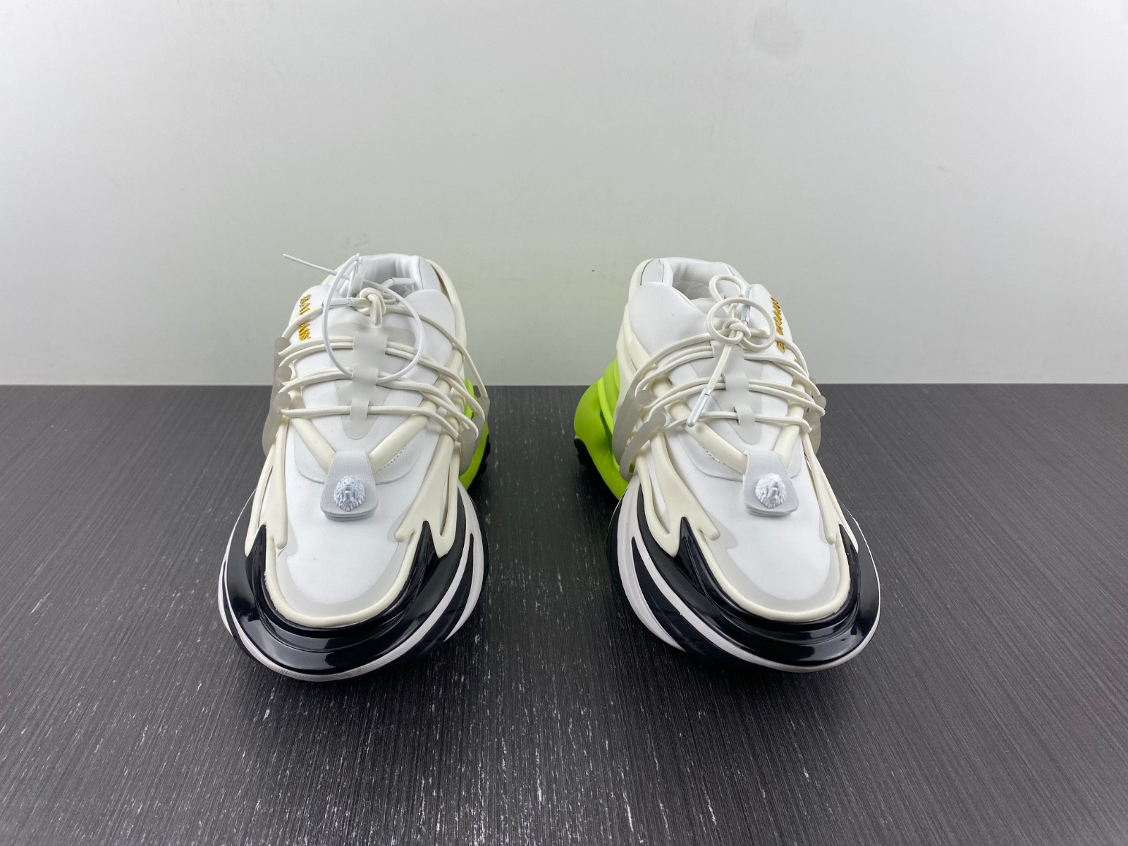 BALMAIN NEOPRENE AND LEATHER UNICORN LOW-TOP SNEAKERS